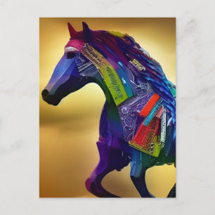 Mixed-Media-Pferd-Postkarte Postkarte