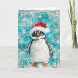 Mixed Media Pinguin Print Holiday Card AP457B1 Karte