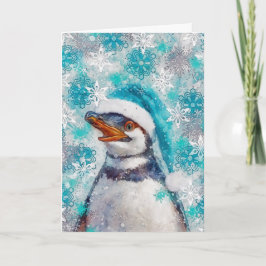 Mixed Media Pinguin Print Holiday Card AP459B1 Karte