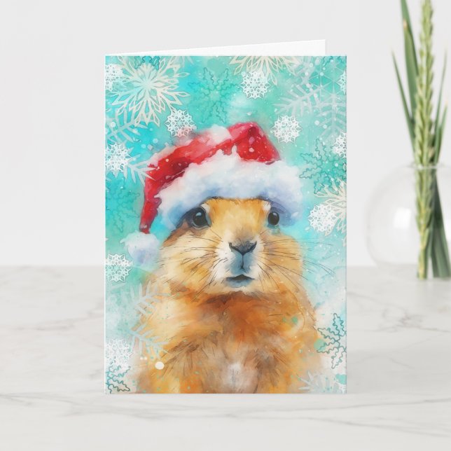 Mixed Media Prairie Dog Print Holiday Card AP454C1 Karte (Vorderseite)