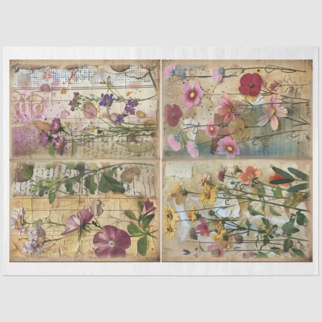 Mixed Media Style Scrapbook Blumenhintergrund E Seidenpapier (Vorderseite)