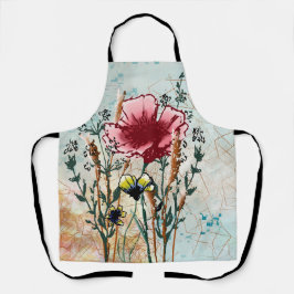Mixed Media Wildflower Apron Schürze