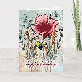 Mixed Media Wildflower Birthday Karte