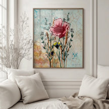 Mixed Media Wildflower Square