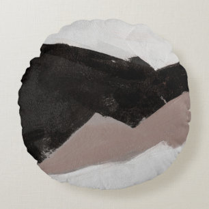 Mixed mediale Malerei, minimalistisch abstraktes D Rundes Kissen