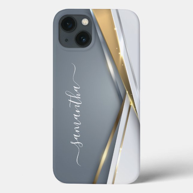 Mixed Metal 3-D Look Calligraphy Gold Monogram Case-Mate iPhone Hülle (Rückseite)