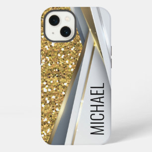 Mixed Metal 3D Glitter Gold Monogram Case-Mate iPhone 13 Hülle