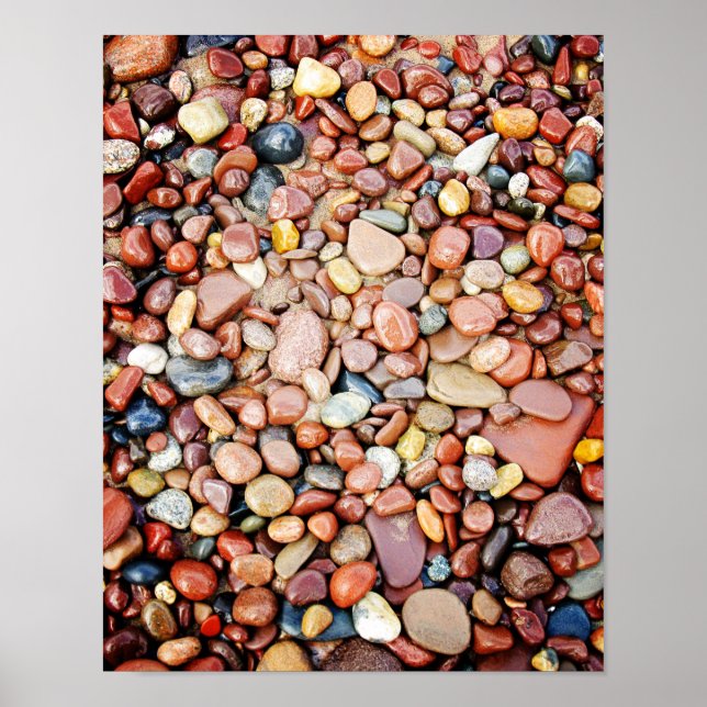 Mixed Rock Stone Lakeshore Poster Print (Vorne)