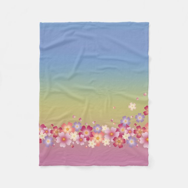 Mixed Sakura Blüten Kimono-Regenbogen Fleecedecke (Vorderseite)