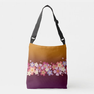 Mixed Sakura Blüten Kimono Style Burgund & Gold Tragetaschen Mit Langen Trägern