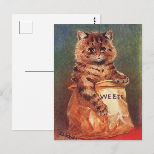 Mixed Süßigkeiten Cat von Louis Wain Postkarte (Vorne/Hinten)