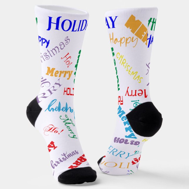 Mixed Text And Font Styles Christmas  Socken (Gewinkelt)