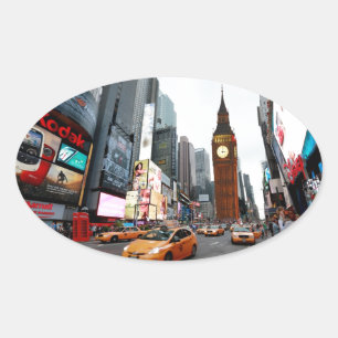 Mixed Up World! - New York City & London Ovaler Aufkleber