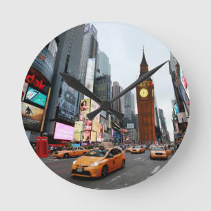 Mixed Up World! - New York City & London Runde Wanduhr
