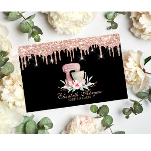 Mixer Blume Rose Gold Tropfen Bäckerei Schwarz Visitenkarte