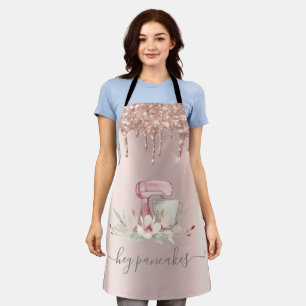 Mixer Blumen Glittertropfen Roségold  Schürze