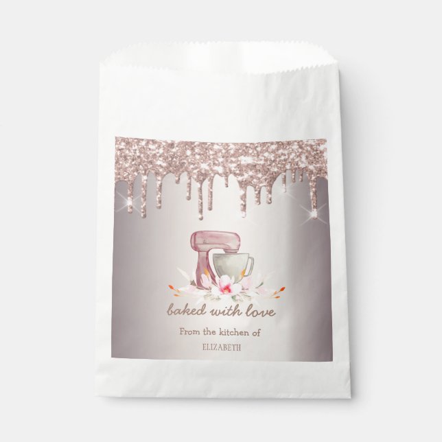 Mixer Flowers Rose Gold Glitter Drips Bakery    Geschenktütchen (Vorderseite)