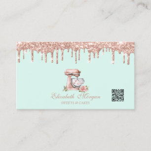 Mixer Herzen Blumen Rose Gold Tropfen QR Code Visitenkarte