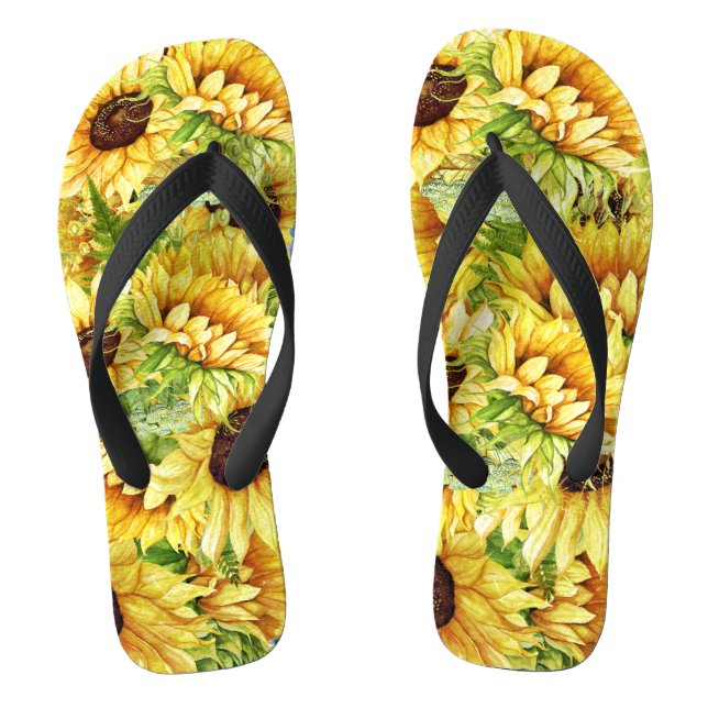 MixNMatch Blooming Beautiful Sonnenblumen Flip Flo Flops (Fußbett)