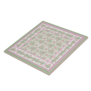 Mix'n'Match Pink Dogrose Muster Keramik Tile Fliese