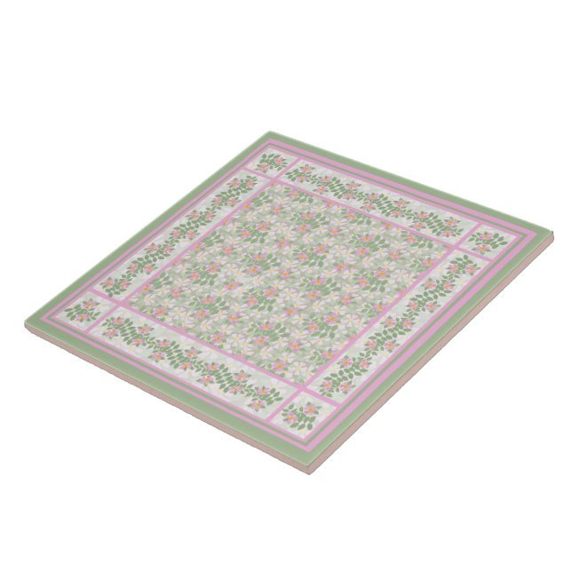 Mix'n'Match Pink Dogrose Muster Keramik Tile Fliese (Seite)