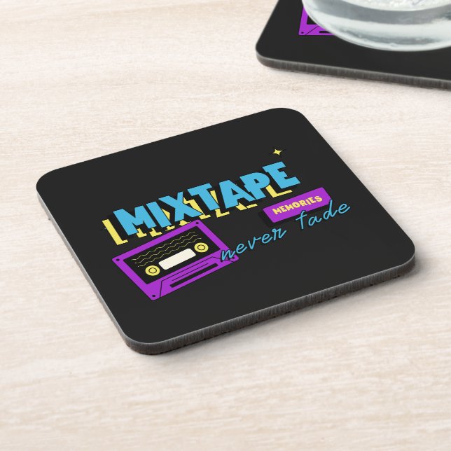 Mixtape-Erinnerungen Retro-Kassette Nostalgie Getränkeuntersetzer (Linke Seite)