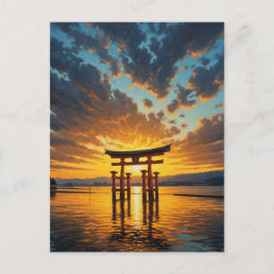 Miyajima Floating Torii Itsukushima Shrine Sunset Postkarte