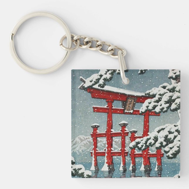 Miyajima Snow Hasui Kawase Torii Gate Art Schlüsselanhänger (Vorderseite)