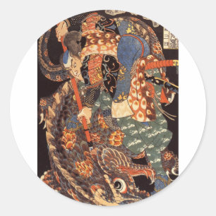 Miyamoto Musashi Tinten-Malerei Runder Aufkleber