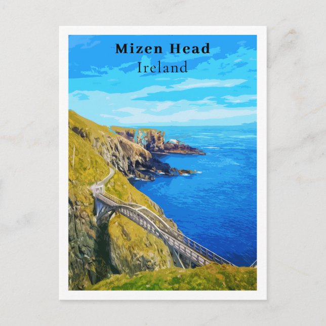 Mizen Head Cork Irland Retro Style Postkarte (Vorderseite)