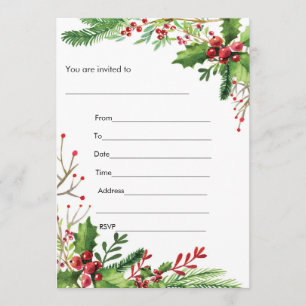 Mizletoe Aquarell gemalte Einladung füllen aus