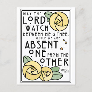 Mizpah   Art Nouveau Yellow Roses Postkarte