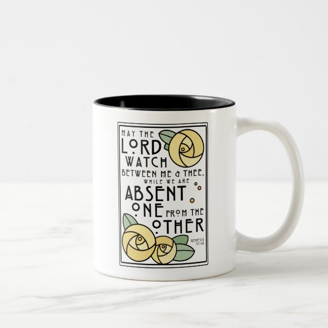 Mizpah Blessing | Yellow Glasgow Rose Zweifarbige Tasse (Rechts)