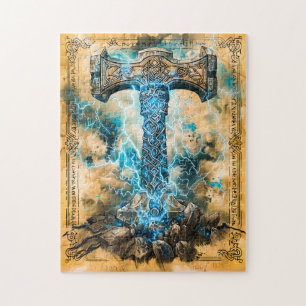Mjölner Thors Hammer mit Blitz Puzzle