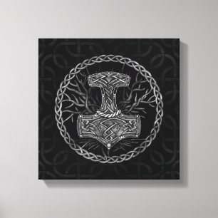 Mjolnir - Der Hammer von Thor und Baum des Lebens Leinwanddruck