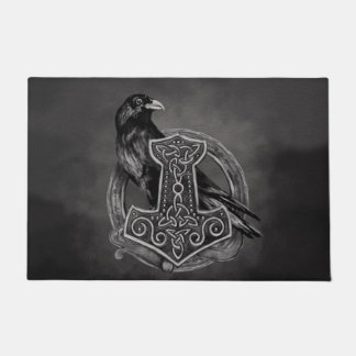Mjolnir - der Hammer von Thor und von Raben Fußmatte