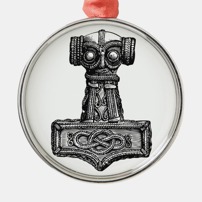 Mjolnir: Thor's Hammer Silbernes Ornament (Vorne)