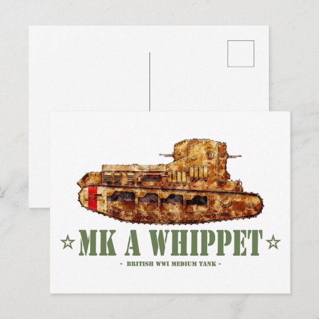 MK a Whippet World War One British Medium Tank WWI Postkarte (Vorne/Hinten)