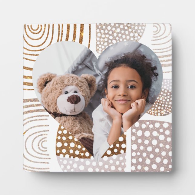 Mled Boho Shapes Heart Foto Fotoplatte (Vorderseite)