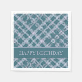 Mled Cyan Kariert Pattern Geburtstag Napkins Serviette