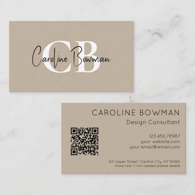 Mled Elegance Calm Stone Business Card - QR Code Visitenkarte (Vorne/Hinten)