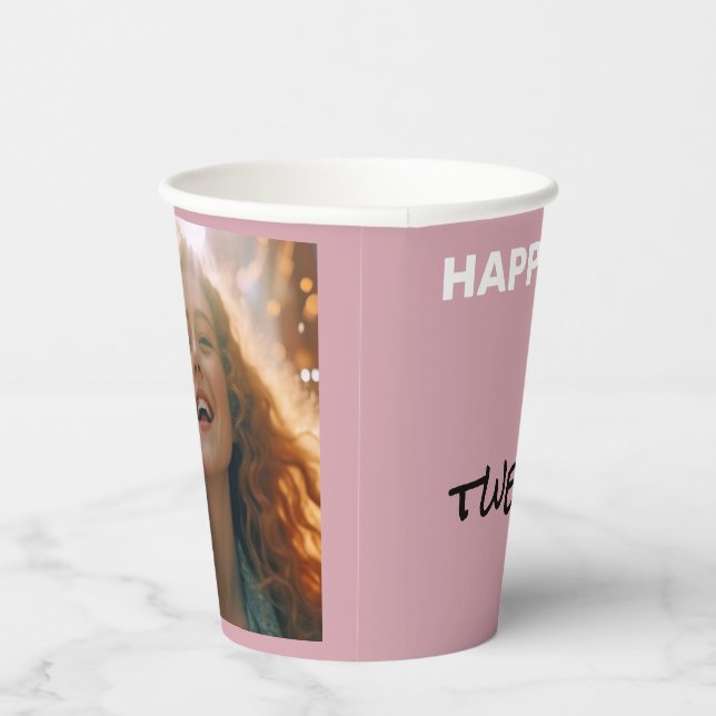 Mled Elegance Misty Rose Happy Birthday Pappbecher (Rechts)