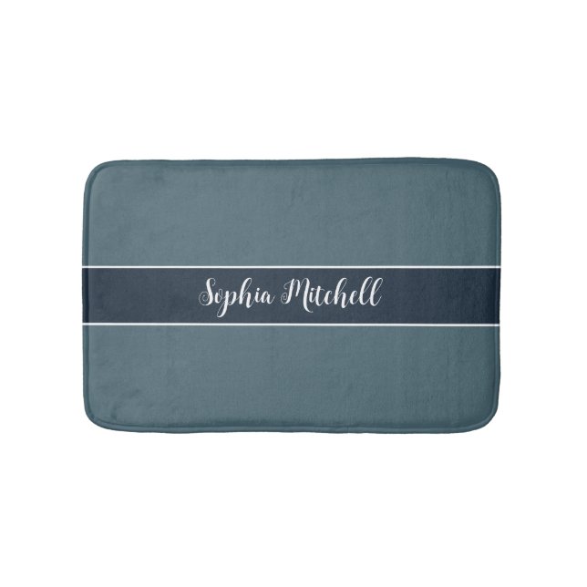 Mled Elegance - Slate Blue Name Bath Mat Badematte (Vorderseite)