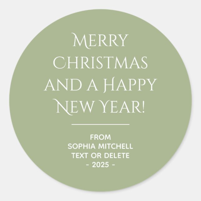 Mled Elegance - Tranquile Sage Weihnachtsaufkleber Runder Aufkleber (Vorderseite)