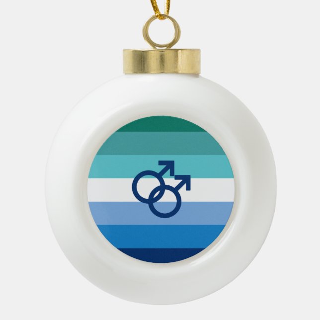 MLM Gay Male Pride Flag Keramik Kugel-Ornament (Vorderseite)