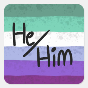 mlm schwul he/him Pronomen Aufkleber