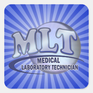 MLT FunBlue LOGO - MEDICAL LABORY TECHNICIAN Quadratischer Aufkleber