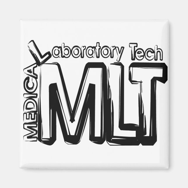 MLT GRUNGE TEXT MEDICAL LABORATORY TECHNICIAN MAGNET (Vorne)