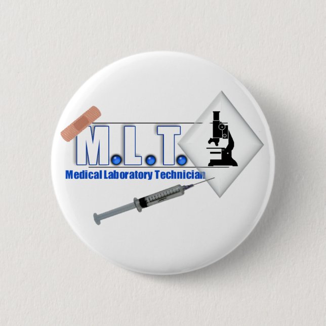 MLT LOGO mit MIKROSKOP - MEDIZINISCHES Button (Vorderseite)