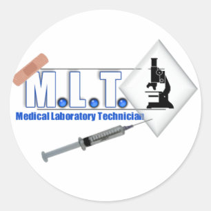 MLT LOGO W/ MICROSCOPE - MEDIZINISCHE LABORTECH RUNDER AUFKLEBER